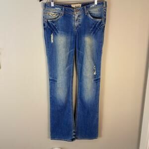 Y2K Distressed Bootcut Jeans Low Rise 2000s J& Company Party Vintage Women's 30